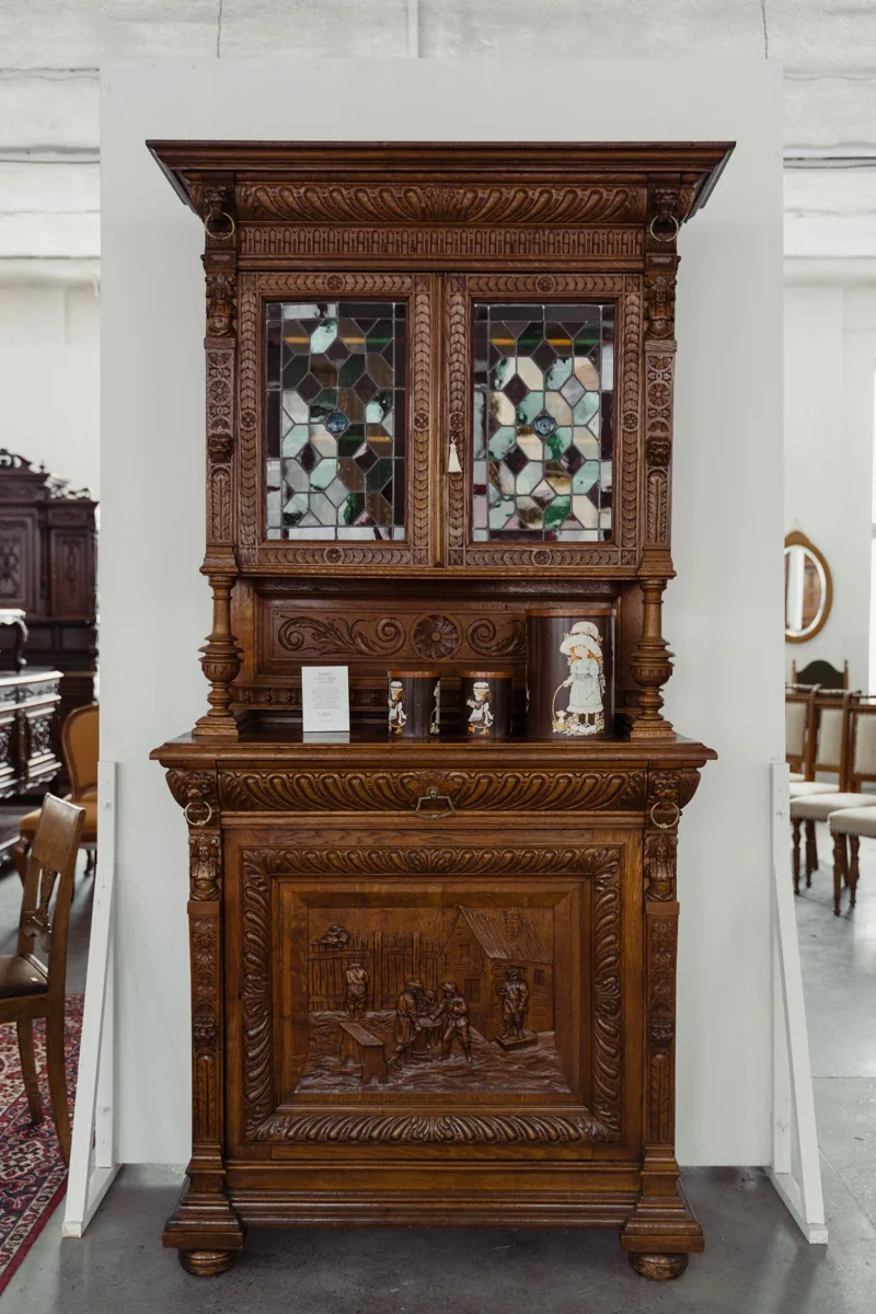 An antique wooden cabinet